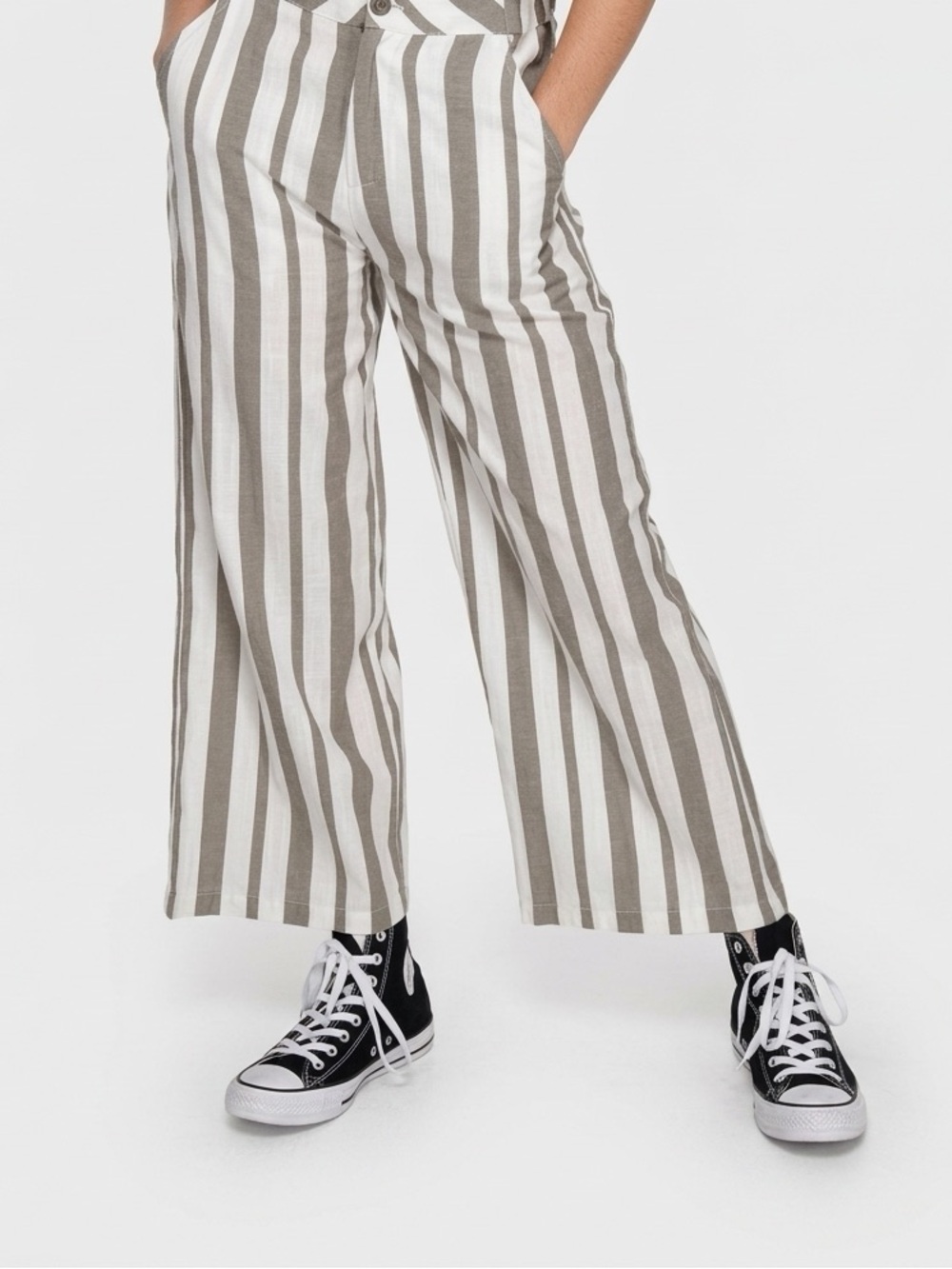 RVCA White and Brown Striped Kids Pants